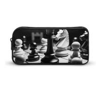 Eekstdbn Black And White Chess Pencil Case Office Stationery Organizer Simple Sturdy Zipper Closure Portable Pencil Bag Office Travel Multi-Purpose Bag