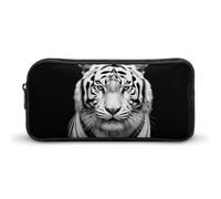 Eekstdbn Black And White Tiger Pencil Case Office Stationery Organizer Simple Sturdy Zipper Closure Portable Pencil Bag Office Travel Multi-Purpose Bag