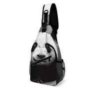 Eekstdbn Black White Panda Crossbody Bag Casual Chest Bag for Men And Women Minimalist Chest Shoulder Pack Travel Chest Bag for Daily Use