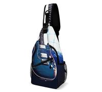 Eekstdbn Blue Guitar Crossbody Bag Casual Chest Bag for Men And Women Minimalist Chest Shoulder Pack Travel Chest Bag for Daily Use