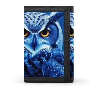Eekstdbn Blue Owl Trifold Wallet, Card Cases And Money Oganizer Thin Stylish Mini Coin Bag with Zipper Coin Pocket Credit for Men And Women