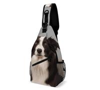 Eekstdbn Border Collie Crossbody Bag Casual Chest Bag for Men And Women Minimalist Chest Shoulder Pack Travel Chest Bag for Daily Use