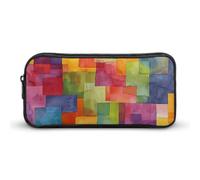 Eekstdbn Bright Colors Abstract Pencil Case Office Stationery Organizer Simple Sturdy Zipper Closure Portable Pencil Bag Office Travel Multi-Purpose Bag