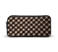 Eekstdbn Brown And White Pencil Case Office Stationery Organizer Simple Sturdy Zipper Closure Portable Pencil Bag Office Travel Multi-Purpose Bag