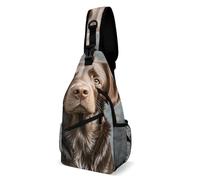 Eekstdbn Brown Labrador Retriever Crossbody Bag Casual Chest Bag for Men And Women Minimalist Chest Shoulder Pack Travel Chest Bag for Daily Use