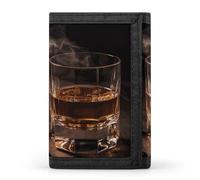 Eekstdbn Cigar & Whiskey Trifold Wallet, Card Cases And Money Oganizer Thin Stylish Mini Coin Bag with Zipper Coin Pocket Credit for Men And Women