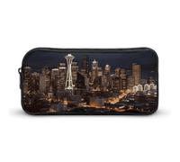 Eekstdbn City Seattle Pencil Case Office Stationery Organizer Simple Sturdy Zipper Closure Portable Pencil Bag Office Travel Multi-Purpose Bag