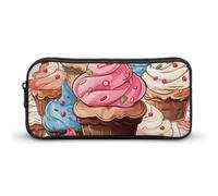 Eekstdbn Cupcakes And Ice Cream Pencil Case Office Stationery Organizer Simple Sturdy Zipper Closure Portable Pencil Bag Office Travel Multi-Purpose Bag