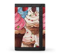 Eekstdbn Cupcakes And Ice Cream Trifold Wallet, Card Cases And Money Oganizer Thin Stylish Mini Coin Bag with Zipper Coin Pocket Credit for Men And Women