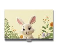 Eekstdbn Cute Bunny Business Card Case for Women Or Men Snaps Closed Portable Name Holder Credit Card Holder for Business Meeting Use