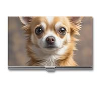 Eekstdbn Cute Chihuahua Business Card Case for Women Or Men Snaps Closed Portable Name Holder Credit Card Holder for Business Meeting Use