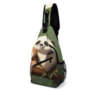 Eekstdbn Cute Panda And Sloth Crossbody Bag Casual Chest Bag for Men And Women Minimalist Chest Shoulder Pack Travel Chest Bag for Daily Use