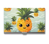 Eekstdbn Cute Pineapple Business Card Case for Women Or Men Snaps Closed Portable Name Holder Credit Card Holder for Business Meeting Use