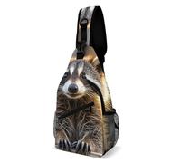 Eekstdbn Cute Raccoon Crossbody Bag Casual Chest Bag for Men And Women Minimalist Chest Shoulder Pack Travel Chest Bag for Daily Use