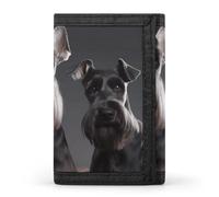 Eekstdbn Cute Schnauzer Dog Trifold Wallet, Card Cases And Money Oganizer Thin Stylish Mini Coin Bag with Zipper Coin Pocket Credit for Men And Women