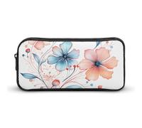 Eekstdbn Cute Watercolor Flowers Pencil Case Office Stationery Organizer Simple Sturdy Zipper Closure Portable Pencil Bag Office Travel Multi-Purpose Bag