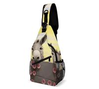 Eekstdbn Donkey And Flower Crossbody Bag Casual Chest Bag for Men And Women Minimalist Chest Shoulder Pack Travel Chest Bag for Daily Use