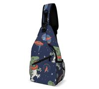 Eekstdbn Funny Astronaut Dinosaur Rocket Crossbody Bag Casual Chest Bag for Men And Women Minimalist Chest Shoulder Pack Travel Chest Bag for Daily Use