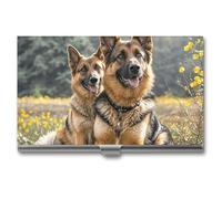 Eekstdbn German Shepherd Dogs Business Card Case for Women Or Men Snaps Closed Portable Name Holder Credit Card Holder for Business Meeting Use