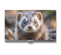 Eekstdbn Hairy Ferret Business Card Case for Women Or Men Snaps Closed Portable Name Holder Credit Card Holder for Business Meeting Use