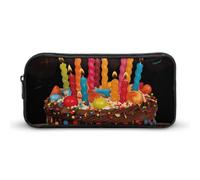 Eekstdbn Happy Birthday Big Cake Pencil Case Office Stationery Organizer Simple Sturdy Zipper Closure Portable Pencil Bag Office Travel Multi-Purpose Bag