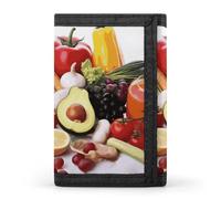Eekstdbn Healthy Food Trifold Wallet, Card Cases And Money Oganizer Thin Stylish Mini Coin Bag with Zipper Coin Pocket Credit for Men And Women