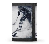 Eekstdbn Ice Hockey Art Trifold Wallet, Card Cases And Money Oganizer Thin Stylish Mini Coin Bag with Zipper Coin Pocket Credit for Men And Women