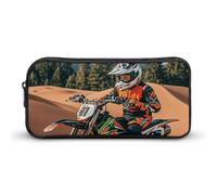 Eekstdbn Limited Sport Motocross Pencil Case Office Stationery Organizer Simple Sturdy Zipper Closure Portable Pencil Bag Office Travel Multi-Purpose Bag