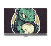 Eekstdbn Little Green Dragon's Egg Business Card Case for Women Or Men Snaps Closed Portable Name Holder Credit Card Holder for Business Meeting Use