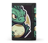 Eekstdbn Little Green Dragon's Egg Trifold Wallet, Card Cases And Money Oganizer Thin Stylish Mini Coin Bag with Zipper Coin Pocket Credit for Men And Women