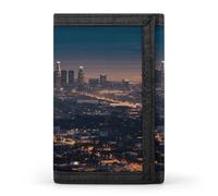 Eekstdbn Los Angeles Skyline Trifold Wallet, Card Cases And Money Oganizer Thin Stylish Mini Coin Bag with Zipper Coin Pocket Credit for Men And Women