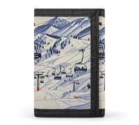 Eekstdbn Mount Horsney Ski Lift Trifold Wallet, Card Cases And Money Oganizer Thin Stylish Mini Coin Bag with Zipper Coin Pocket Credit for Men And Women
