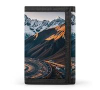 Eekstdbn Mountain Compass Trifold Wallet, Card Cases And Money Oganizer Thin Stylish Mini Coin Bag with Zipper Coin Pocket Credit for Men And Women