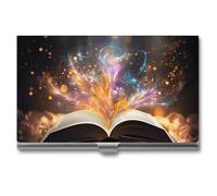 Eekstdbn Open Book And Light Business Card Case for Women Or Men Snaps Closed Portable Name Holder Credit Card Holder for Business Meeting Use