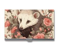 Eekstdbn Opossum And Roses Business Card Case for Women Or Men Snaps Closed Portable Name Holder Credit Card Holder for Business Meeting Use
