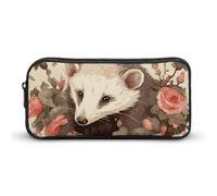 Eekstdbn Opossum And Roses Pencil Case Office Stationery Organizer Simple Sturdy Zipper Closure Portable Pencil Bag Office Travel Multi-Purpose Bag