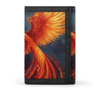 Eekstdbn Orange Red Phoenix Trifold Wallet, Card Cases And Money Oganizer Thin Stylish Mini Coin Bag with Zipper Coin Pocket Credit for Men And Women