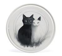 Eekstdbn Photos Wall Painting Circular Wall Art Decoration Two Cats Hugging Print Iron Wall Hanging Vintage Circular Sign for Room Bedroom Bathroom Entryway 11.8x11.8 Inches