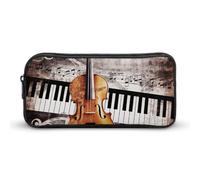 Eekstdbn Piano Violin Music Notes Pencil Case Office Stationery Organizer Simple Sturdy Zipper Closure Portable Pencil Bag Office Travel Multi-Purpose Bag
