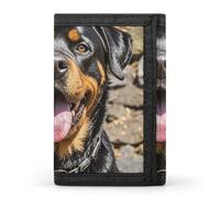 Eekstdbn Rottweiler Dogs Tongue Head Trifold Wallet, Card Cases And Money Oganizer Thin Stylish Mini Coin Bag with Zipper Coin Pocket Credit for Men And Women