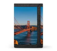 Eekstdbn San Francisco Bay Bridge Trifold Wallet, Card Cases And Money Oganizer Thin Stylish Mini Coin Bag with Zipper Coin Pocket Credit for Men And Women