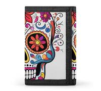 Eekstdbn Sugar Skull Trifold Wallet, Card Cases And Money Oganizer Thin Stylish Mini Coin Bag with Zipper Coin Pocket Credit for Men And Women