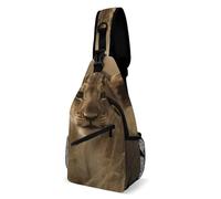 Eekstdbn The Waiting Lion Cub Crossbody Bag Casual Chest Bag for Men And Women Minimalist Chest Shoulder Pack Travel Chest Bag for Daily Use
