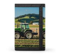 Eekstdbn Tractor Milk Farm Trifold Wallet, Card Cases And Money Oganizer Thin Stylish Mini Coin Bag with Zipper Coin Pocket Credit for Men And Women