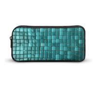 Eekstdbn Turquoise Small Dot Tiles Pencil Case Office Stationery Organizer Simple Sturdy Zipper Closure Portable Pencil Bag Office Travel Multi-Purpose Bag