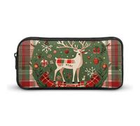 Eekstdbn Vintage Woodgrain Christmas Wildlife Pencil Case Office Stationery Organizer Simple Sturdy Zipper Closure Portable Pencil Bag Office Travel Multi-Purpose Bag