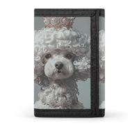 Eekstdbn White Toy Poodle Trifold Wallet, Card Cases And Money Oganizer Thin Stylish Mini Coin Bag with Zipper Coin Pocket Credit for Men And Women