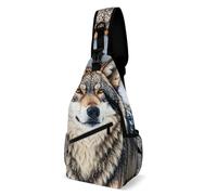 Eekstdbn Winter Farm Style Wolf Crossbody Bag Casual Chest Bag for Men And Women Minimalist Chest Shoulder Pack Travel Chest Bag for Daily Use