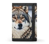 Eekstdbn Winter Farm Style Wolf Trifold Wallet, Card Cases And Money Oganizer Thin Stylish Mini Coin Bag with Zipper Coin Pocket Credit for Men And Women