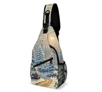 Eekstdbn Winter Snow Scene Crossbody Bag Casual Chest Bag for Men And Women Minimalist Chest Shoulder Pack Travel Chest Bag for Daily Use